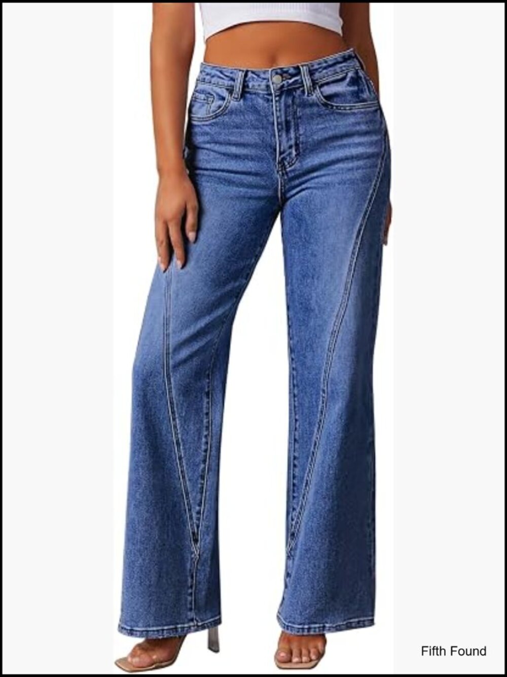 High Waisted Wide Leg Jeans with Pockets Straight Leg Denim Pants